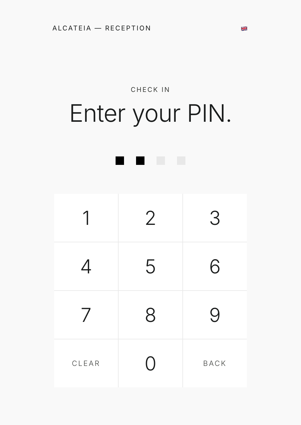 iPad PIN pad at reception
